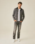 Mens Heritage Jeans Slim Fit Mid Rise Gray Wash Comfort Fabric Trucker Set Embroidered Logo - Gray 63_331H451_GRI194305_4