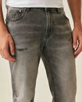 Mens Heritage Jeans Slim Fit Mid Rise Gray Wash Comfort Fabric Trucker Set Embroidered Logo - Gray 63_331H451_GRI194305_5