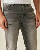 Mens Heritage Jeans Slim Fit Mid Rise Gray Wash Comfort Fabric Trucker Set Embroidered Logo - Gray 63_331H451_GRI194305_5