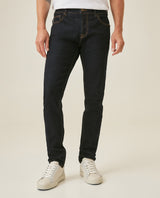 Mens Heritage Jeans Skinny Fit Low Rise Ultra Dark Wash Cotton Elastomer Selvedge Clean Premium - Blue 63_331H452_AZU193924_0