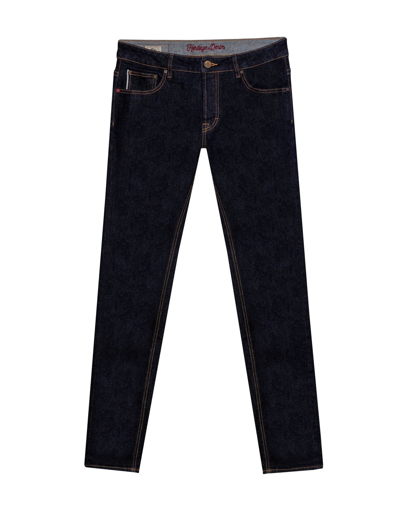 Mens Heritage Jeans Skinny Fit Low Rise Ultra Dark Wash Cotton Elastomer Selvedge Clean Premium - Blue 63_331H452_AZU193924_3