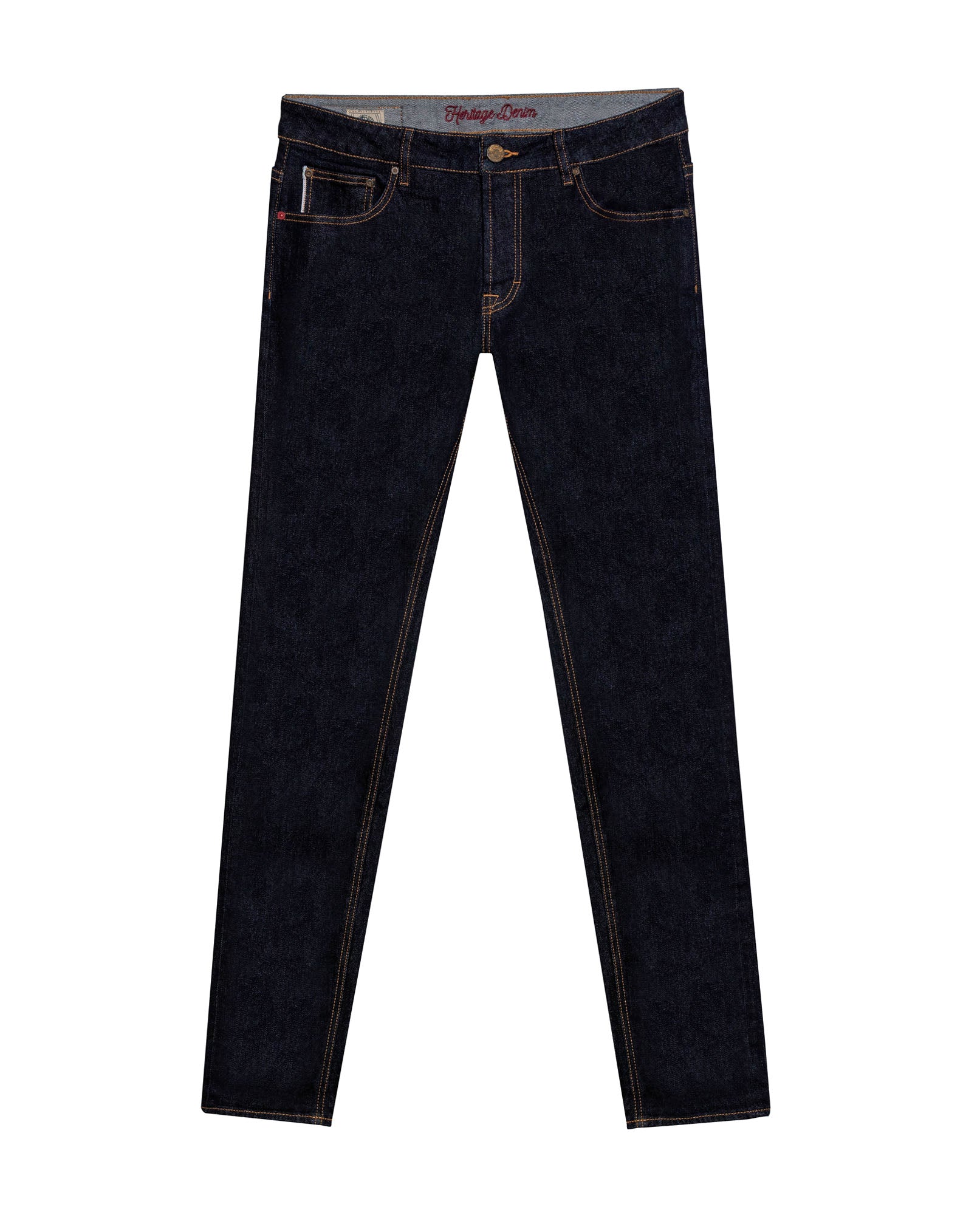 Mens Heritage Jeans Skinny Fit Low Rise Ultra Dark Wash Cotton Elastomer Selvedge Clean Premium - Blue 63_331H452_AZU193924_3