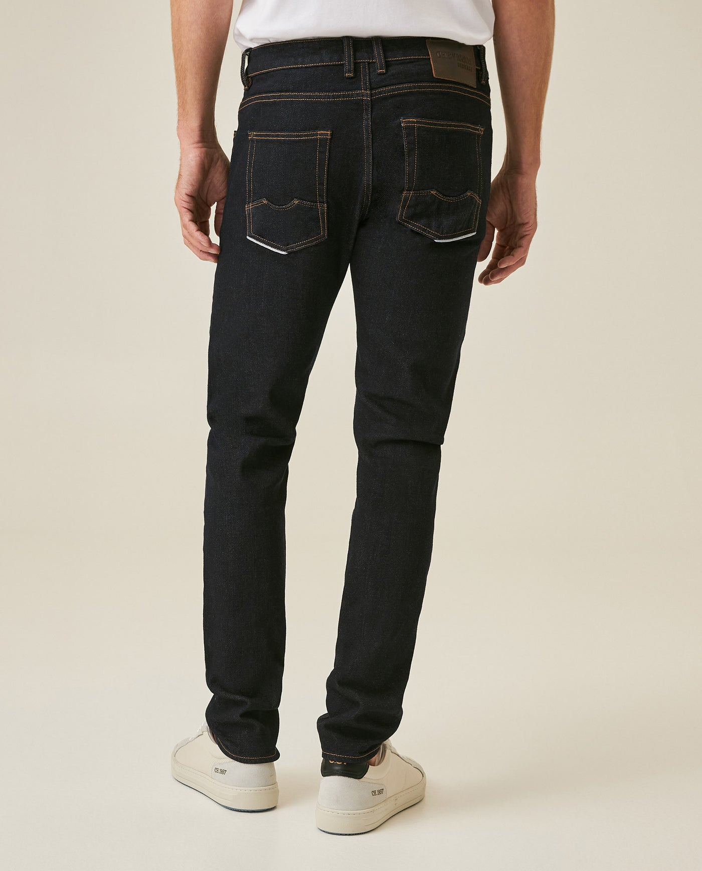 Mens Heritage Jeans Skinny Fit Low Rise Ultra Dark Wash Cotton Elastomer Selvedge Clean Premium - Blue 63_331H452_AZU193924_6
