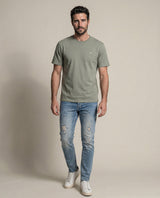 Mens Heritage Jeans Skinny Fit Low Rise Medium Wash Cotton Polyester Elastane Vintage Distressed Repairs - Blue 63_331H453_AZU154020_4