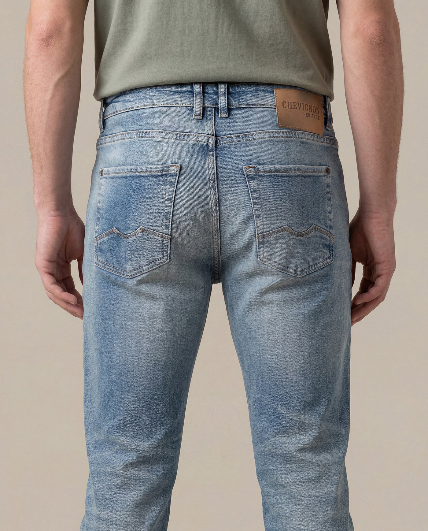 Mens Heritage Jeans Skinny Fit Low Rise Medium Wash Cotton Polyester Elastane Vintage Distressed Repairs - Blue 63_331H453_AZU154020_7