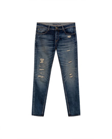 Mens Heritage Jeans Skinny Fit Low Rise Dark Wash Cotton Polyester Elastane Functional Side Pocket - Blue 63_331H454_AZU184140_3