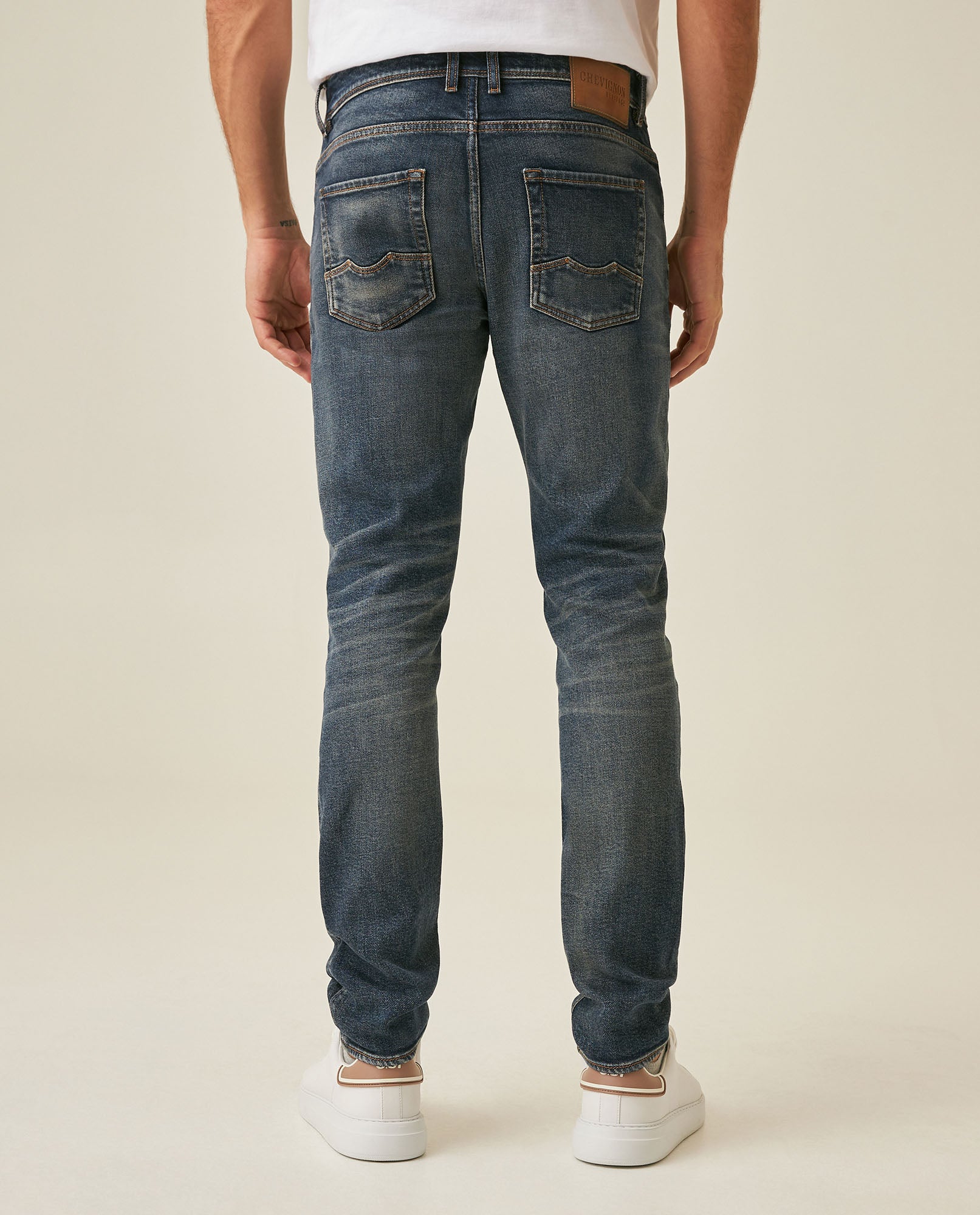 Mens Heritage Jeans Skinny Fit Low Rise Dark Wash Cotton Polyester Elastane Functional Side Pocket - Blue 63_331H454_AZU184140_6