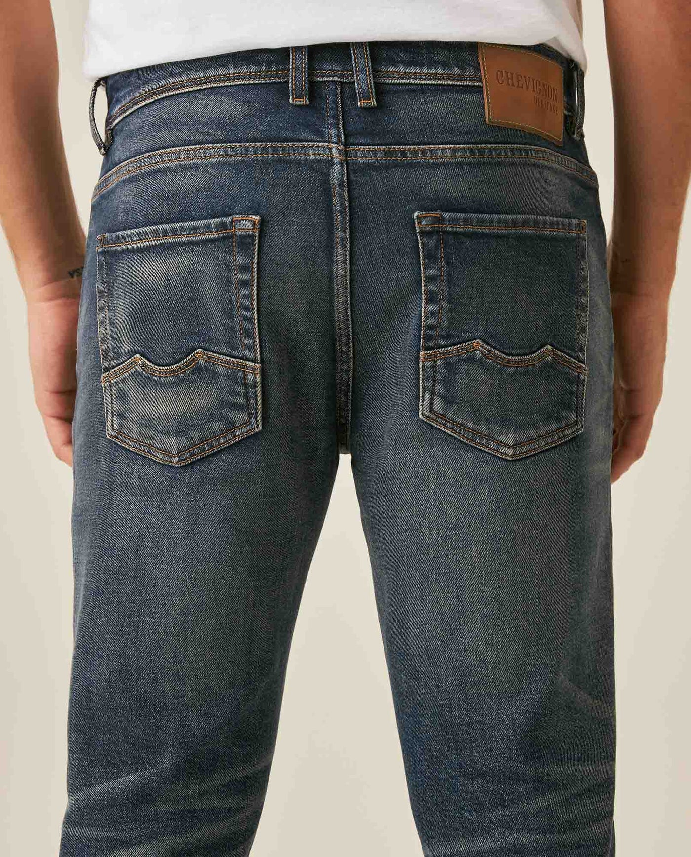 Mens Heritage Jeans Skinny Fit Low Rise Dark Wash Cotton Polyester Elastane Functional Side Pocket - Blue 63_331H454_AZU184140_7