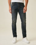 Mens Heritage Jeans Super Slim Fit Low Rise Ultra Dark Wash Cotton Polyester Elastane Subtle Distressing - Blue 63_331H455_AZU194052_0