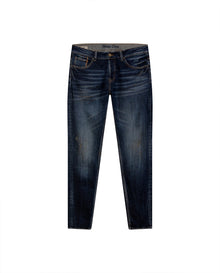 Mens Heritage Jeans Super Slim Fit Low Rise Ultra Dark Wash Cotton Polyester Elastane Subtle Distressing - Blue 63_331H455_AZU194052_3