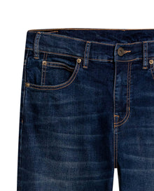 Mens Jeans Slim Fit Mid Rise Bootcut Dark Wash Cotton Recycled Polyester Elastane Clean Sustainable - Blue 63_331H701_AZU184028_8
