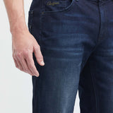 STRAIGHT FIT MID-RISE JEANS IN ULTRA DARK WASH
