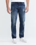 STRAIGHT FIT MID-RISE JEANS IN DARK WASH ST038