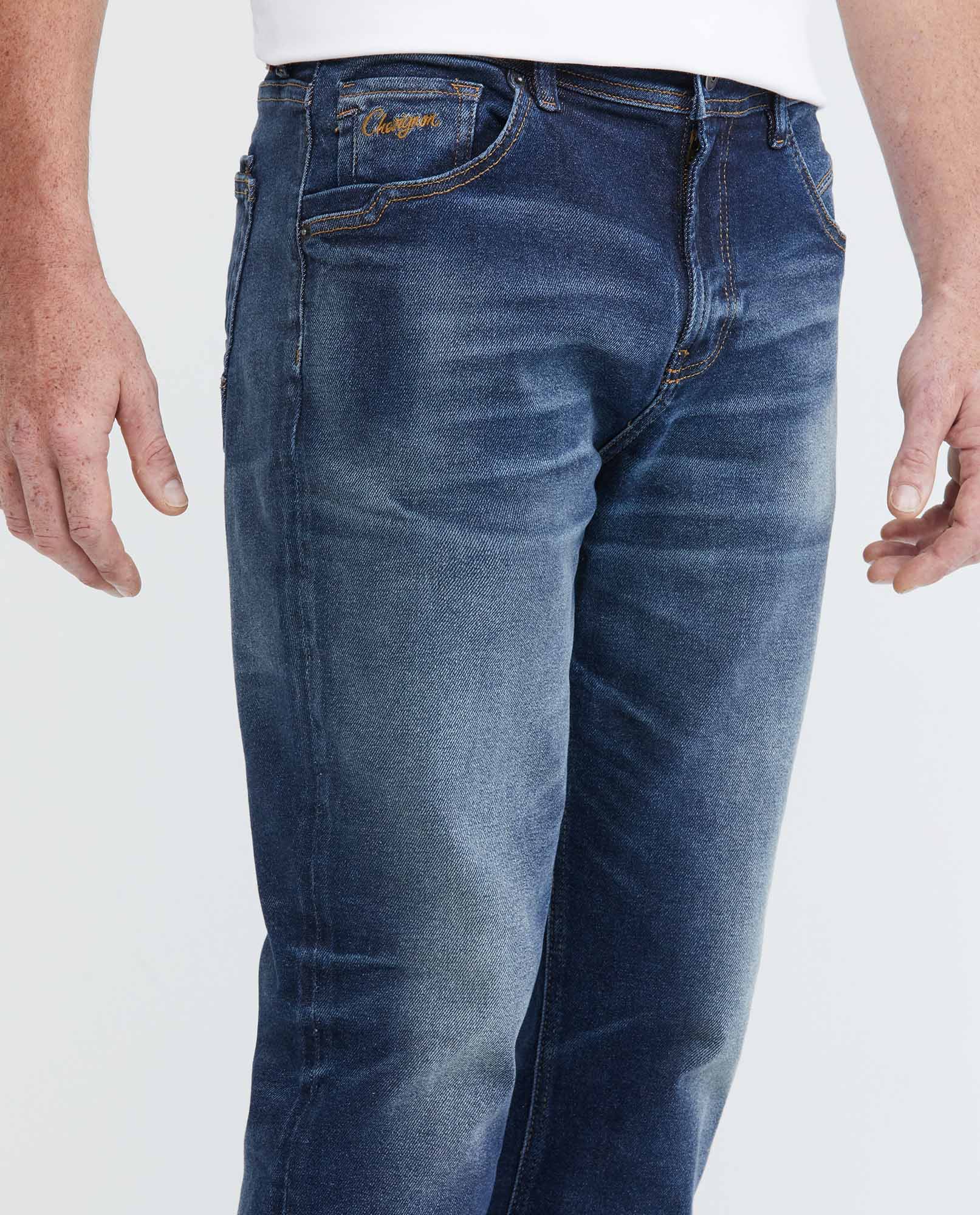 Men's Morrison Jeans Straight Fit Dark Wash Distressed PIW Blend 332E007 - 3