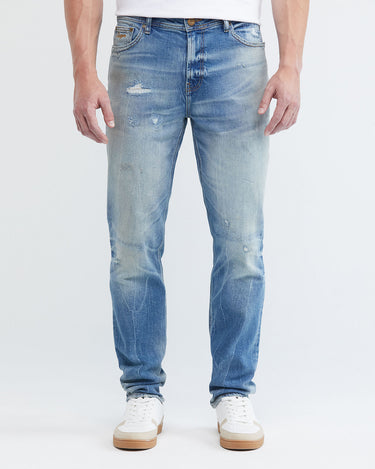 STRAIGHT FIT MID-RISE JEANS IN LIGHT WASH