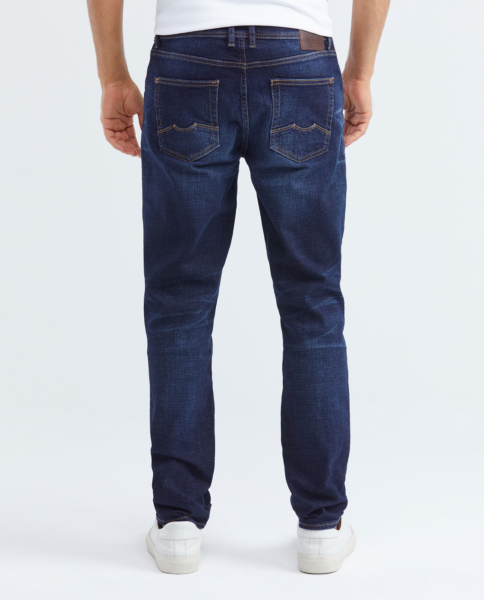 Men's Morrison Jeans Straight Bootcut Dark Wash Extended Subtle Distressing - 5