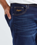 Men's Morrison Jeans Straight Bootcut Dark Wash Heel Extended Distressing - 3