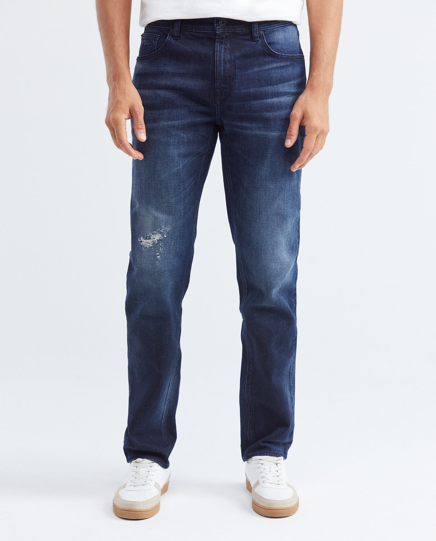 Men's Morrison Jeans Straight Bootcut Dark Wash Heel Knee-Thigh Distressing - 1