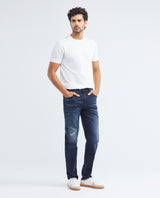Men's Morrison Jeans Straight Bootcut Dark Wash Heel Knee-Thigh Distressing - 2
