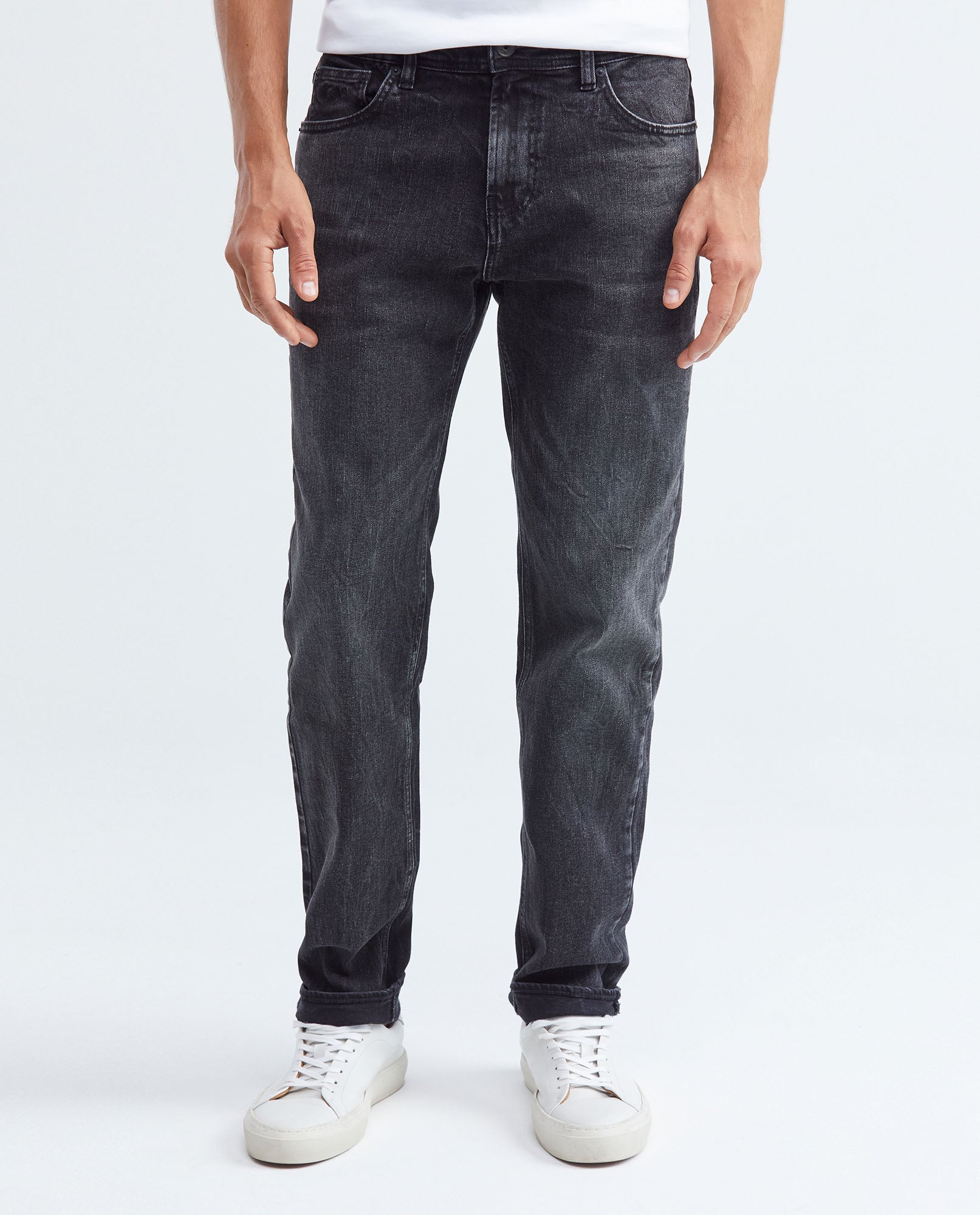 Men's Morrison Jeans Straight Bootcut Gray Wash Knee-Thigh Distressing 332F009 - 1