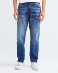 Men's Morrison Jeans Straight Bootcut Medium Wash Recycled Knee-Thigh Distressing 332F010 - 1