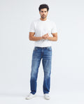 Men's Morrison Jeans Straight Bootcut Medium Wash Recycled Knee-Thigh Distressing 332F010 - 2