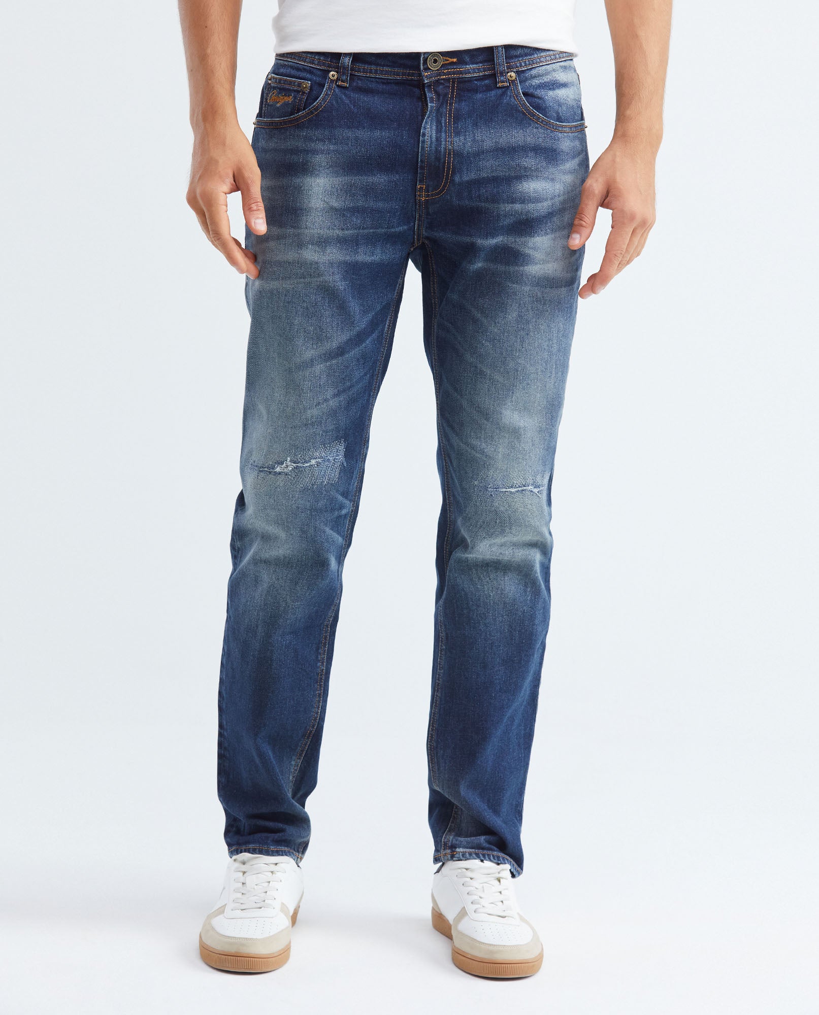Men's Morrison Jeans Straight Bootcut Dark Wash Heel in Cotton Stretch Blend 332F013 - 1