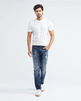 Men's Morrison Jeans Straight Bootcut Dark Wash Heel in Cotton Stretch Blend 332F013 - 2