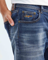 Men's Morrison Jeans Straight Bootcut Dark Wash Heel in Cotton Stretch Blend 332F013 - 3