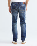 Men's Morrison Jeans Straight Bootcut Dark Wash Heel in Cotton Stretch Blend 332F013 - 4