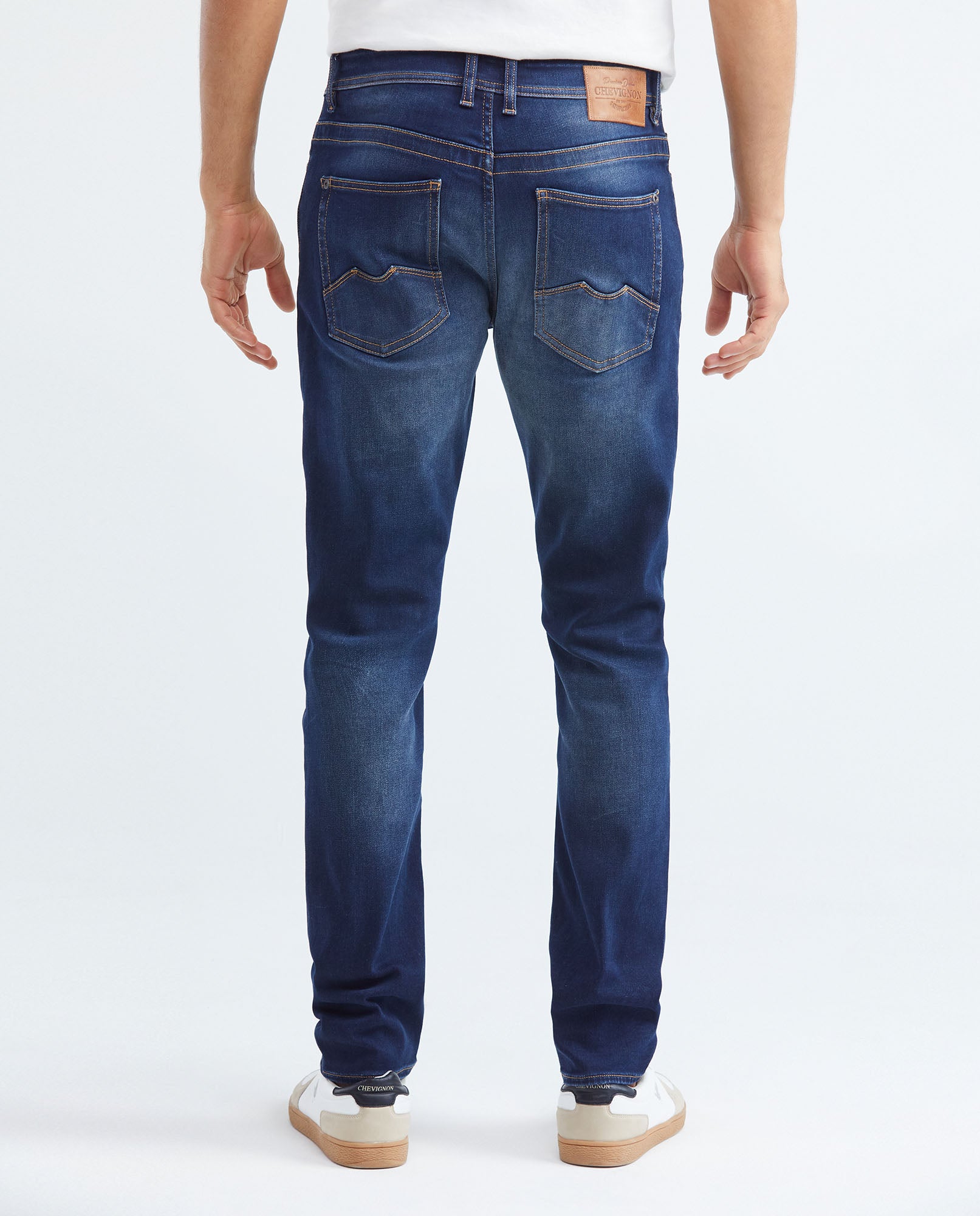 Men's Famous Jeans Slim Fit Dark Wash Recycled Blend Subtle Vintage - 5