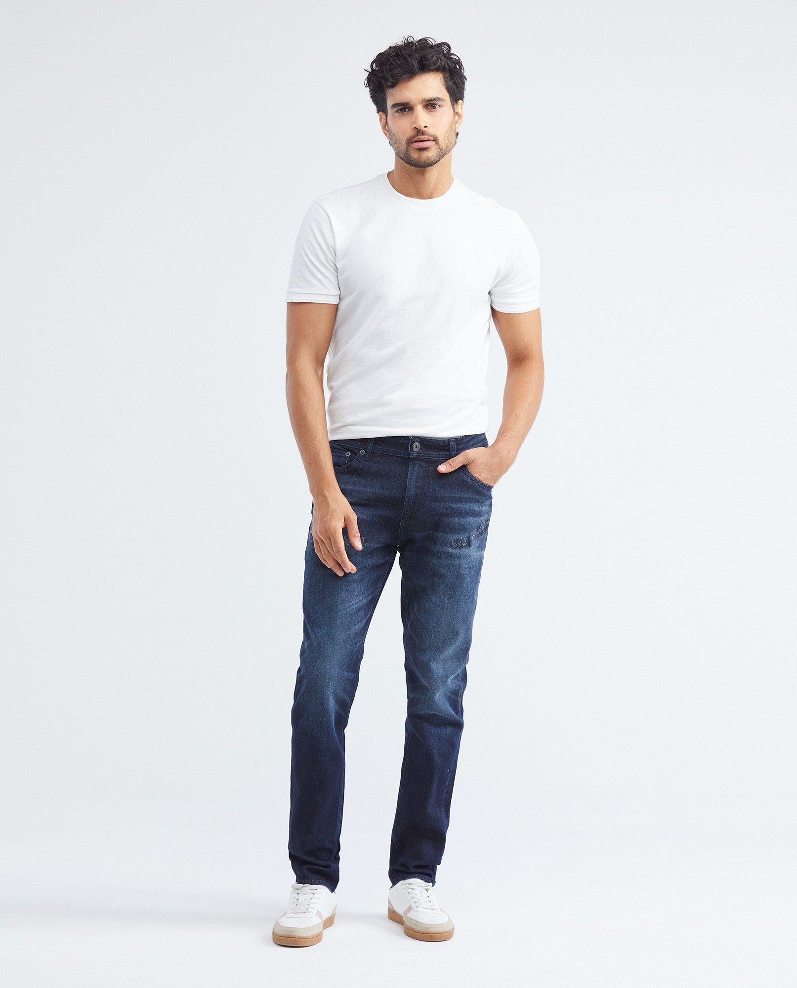 Jean for Men Super Slim Fit, Rider, Super Slim Boot - Dark Blue + Ripped - Blue 332F029 - 2
