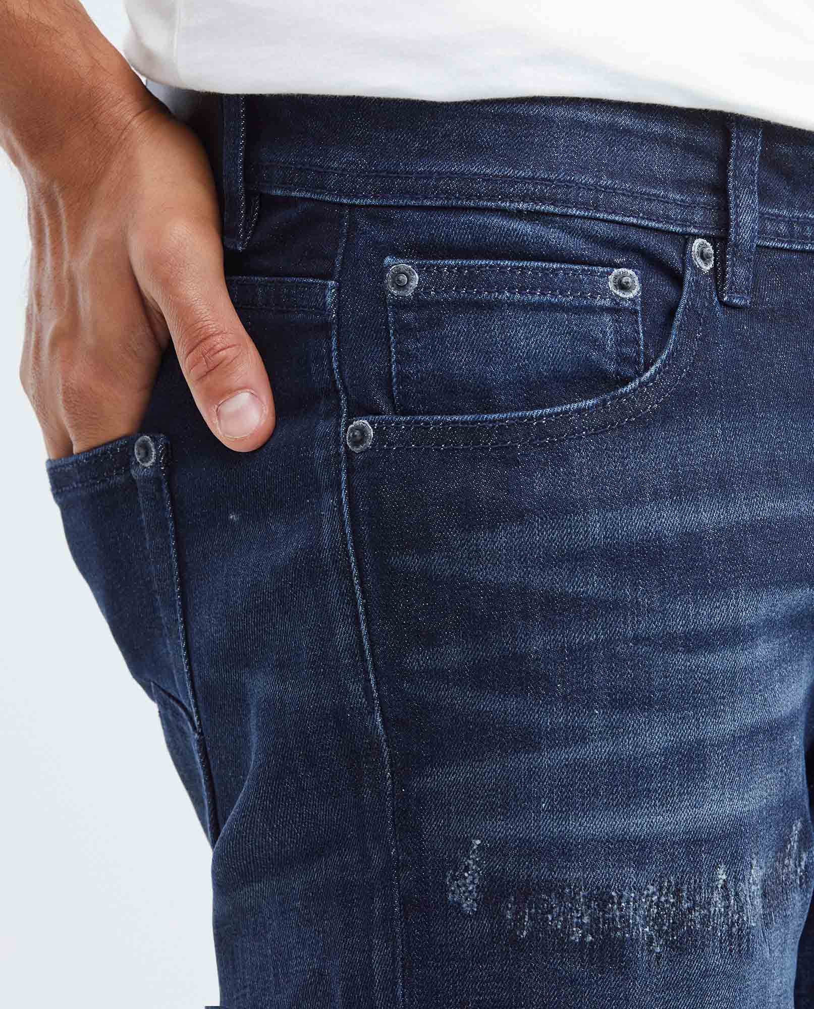 Jean for Men Super Slim Fit, Rider, Super Slim Boot - Dark Blue + Ripped - Blue 332F029 - 4