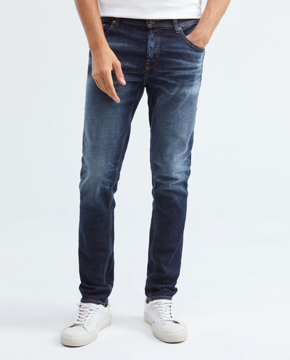 Men's Jeans Super Slim Fit, Rider, Super Slim Boot - Dark Vintage Blue Japanese Denim - Blue - 1