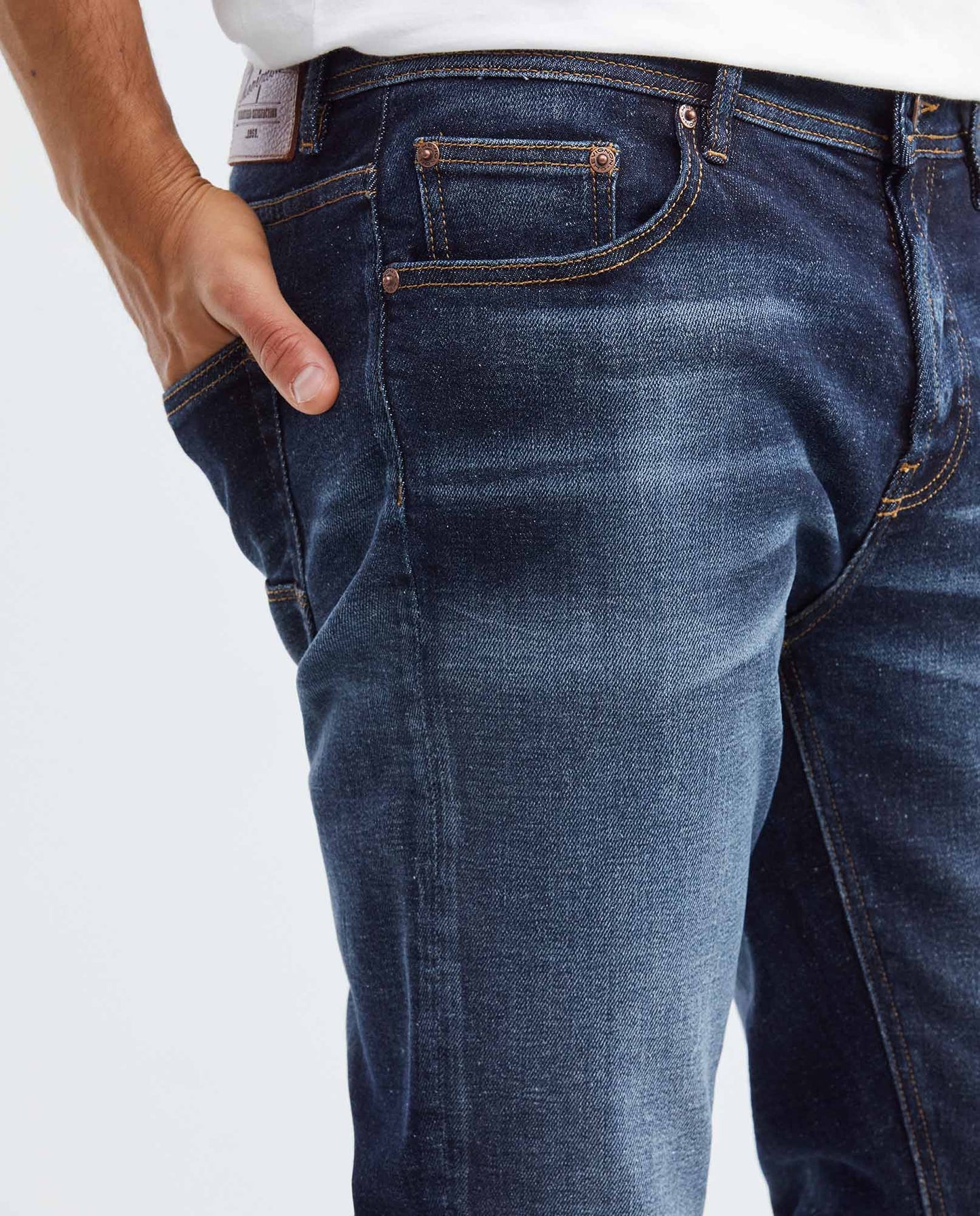 Men's Jeans Super Slim Fit, Rider, Super Slim Boot - Dark Vintage Blue Japanese Denim - Blue - 3