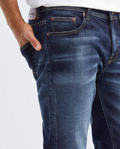Men's Jeans Super Slim Fit, Rider, Super Slim Boot - Dark Vintage Blue Japanese Denim - Blue - 3