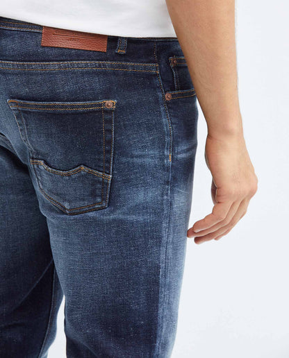 Men's Jeans Super Slim Fit, Rider, Super Slim Boot - Dark Vintage Blue Japanese Denim - Blue - 6