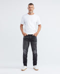 Men's Rider Jeans Slim Fit Gray Wash Distressing Low-Rise - 2