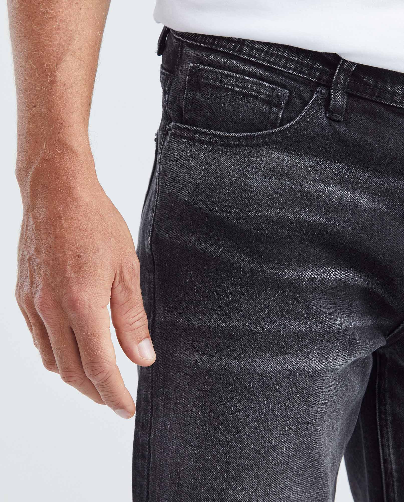 Men's Rider Jeans Slim Fit Gray Wash Distressing Low-Rise - 3