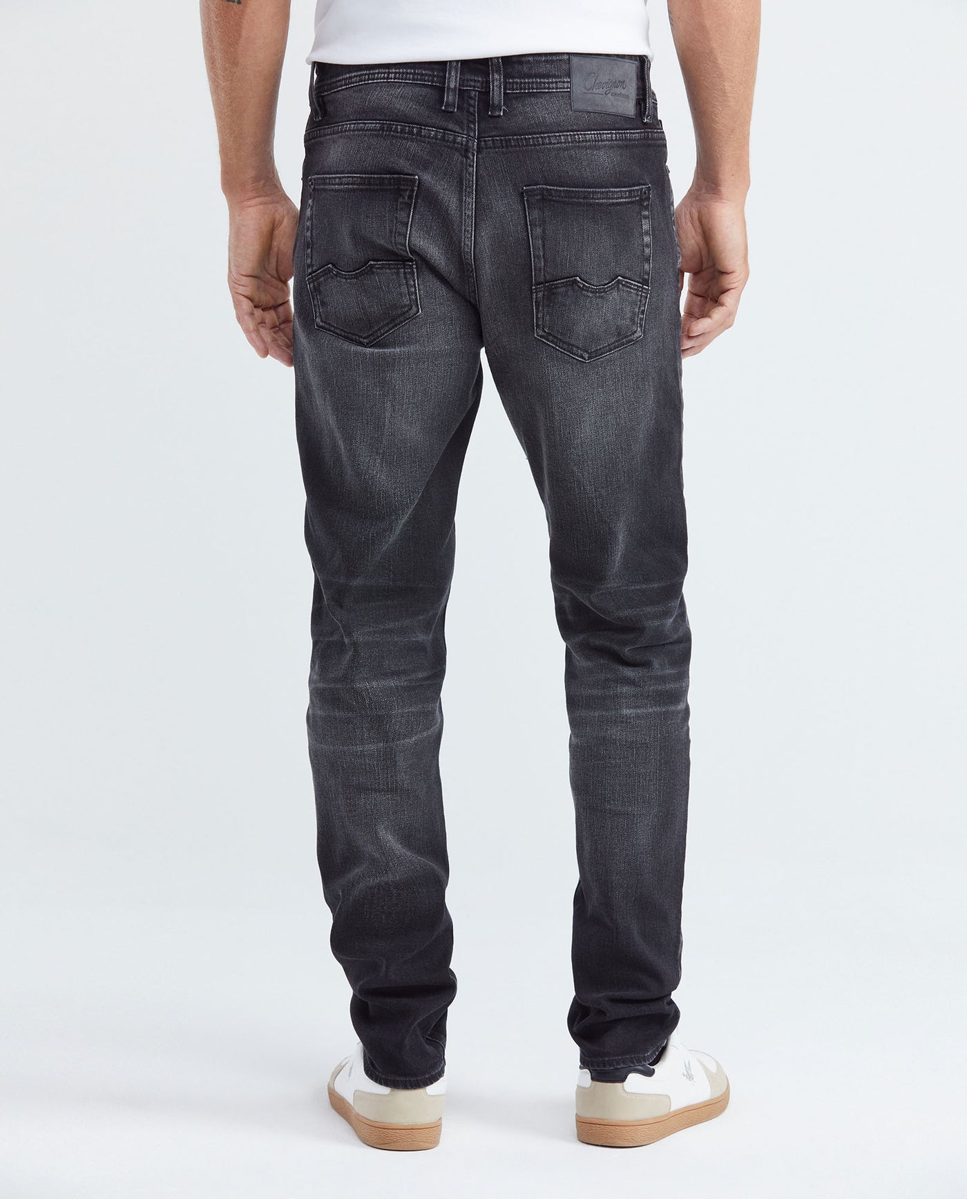 Men's Rider Jeans Slim Fit Gray Wash Distressing Low-Rise - 5