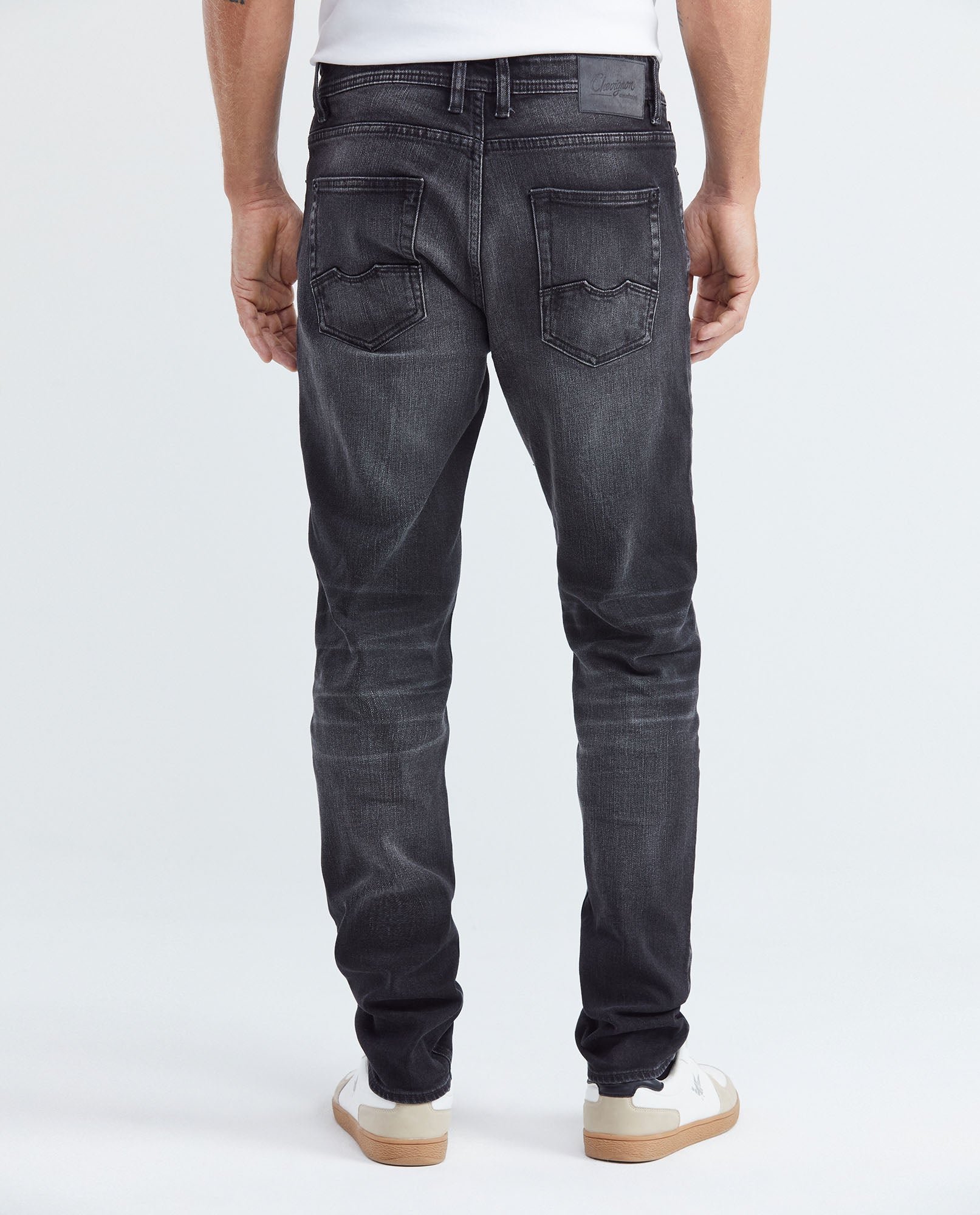 Men's Rider Jeans Slim Fit Gray Wash Distressing Low-Rise - 5