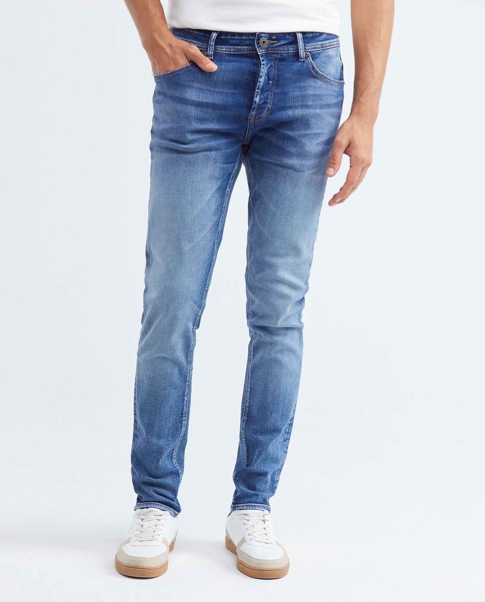 Men's Jeans Super Slim Fit, Rider, Super Slim Boot - Medium Vintage Blue - Blue - 1