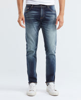 Men's Rider Heritage Jeans Super Slim Fit Dark Gray Wash Distressing Low-Rise 332F451 - 1