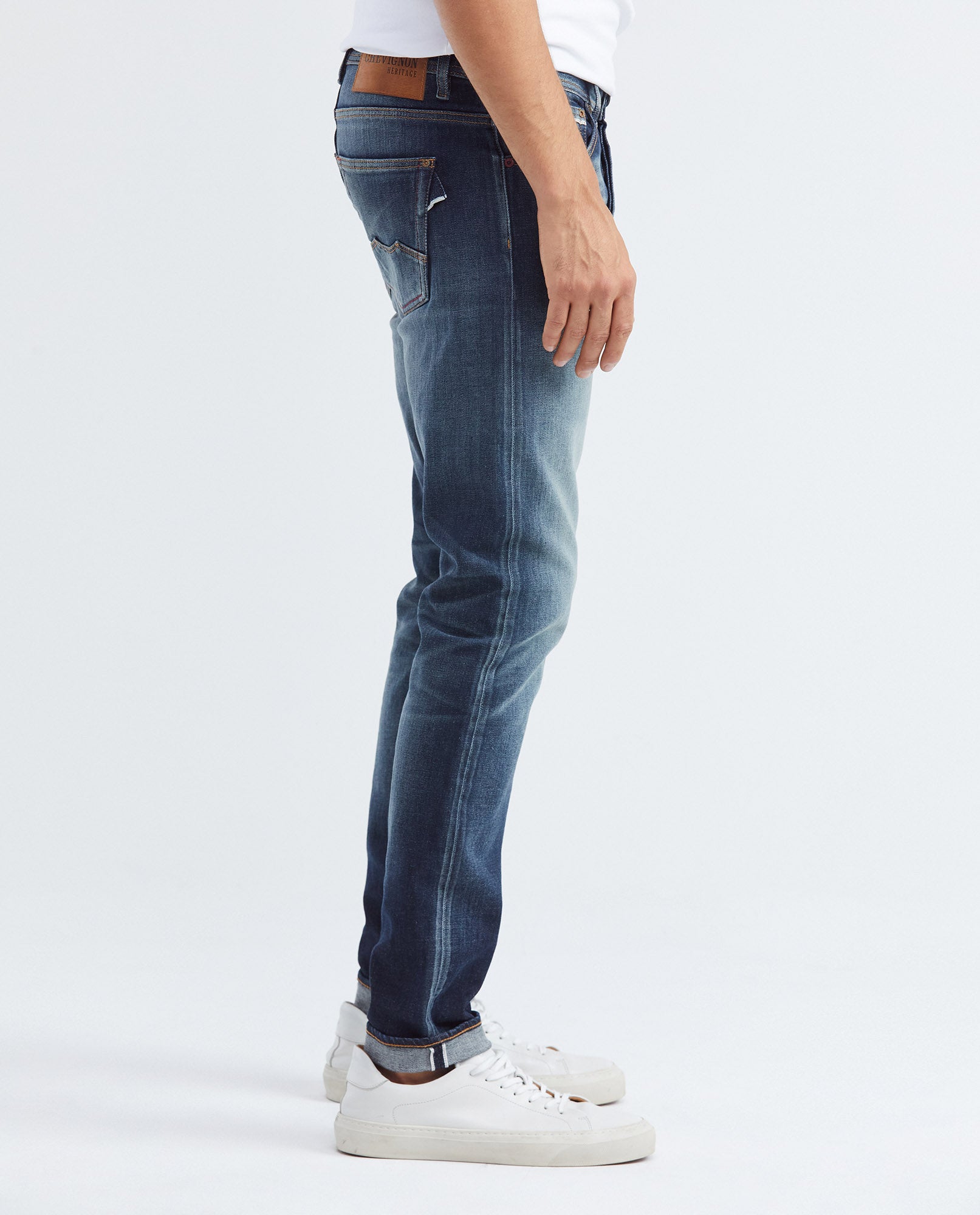 Men's Rider Heritage Jeans Super Slim Fit Dark Gray Wash Distressing Low-Rise 332F451 - 6