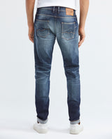 Men's Rider Heritage Jeans Super Slim Fit Dark Gray Wash Distressing Low-Rise 332F451 - 7