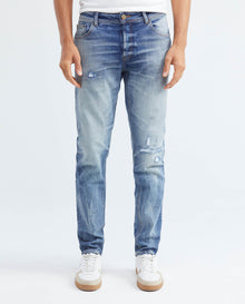 Men's Jeans, Super Slim Fit, Rider, Super Slim Boot - Heritage Ultra Dark Strong Wear + Ripped - Blue - 2