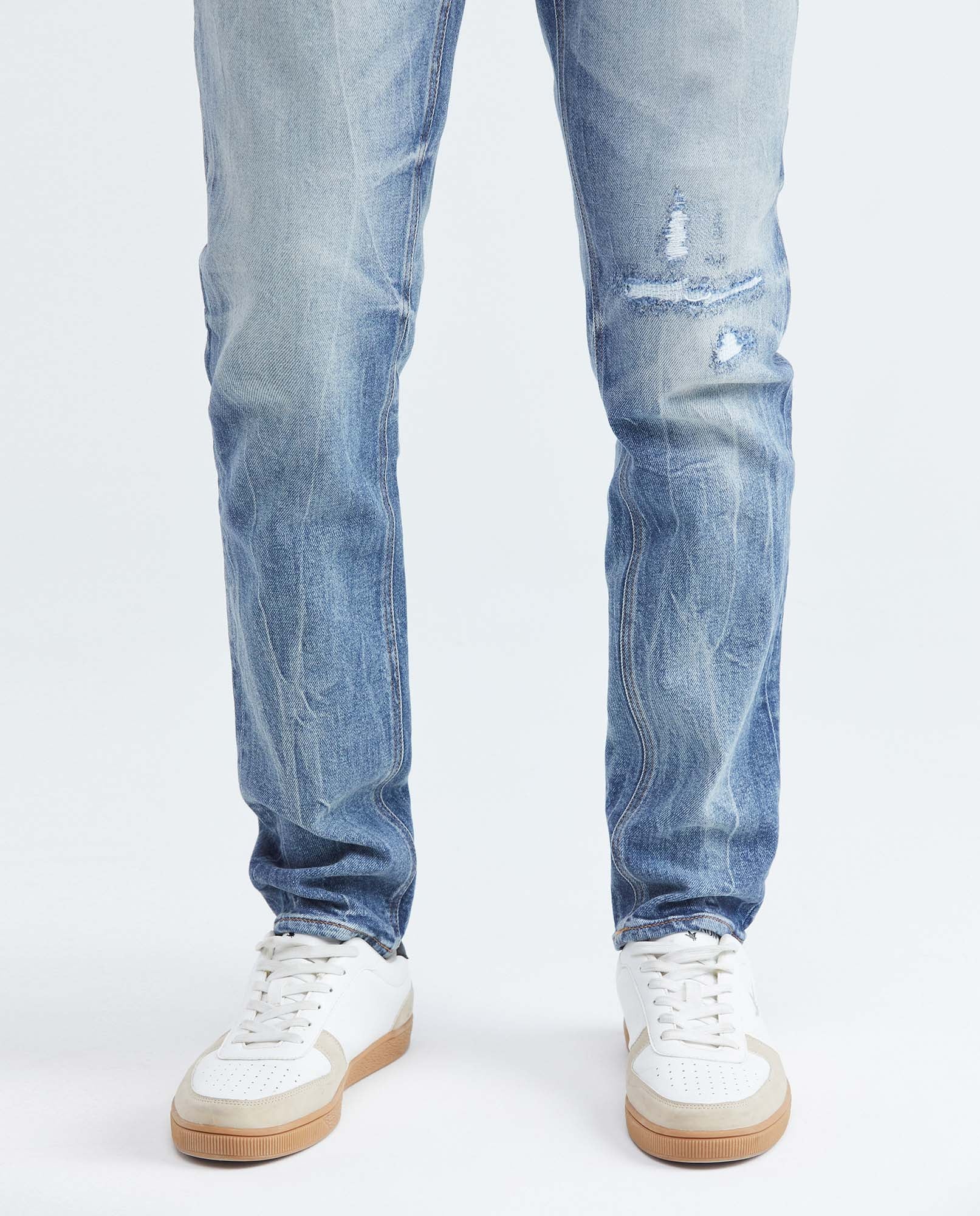 Men's Jeans, Super Slim Fit, Rider, Super Slim Boot - Heritage Ultra Dark Strong Wear + Ripped - Blue - 4