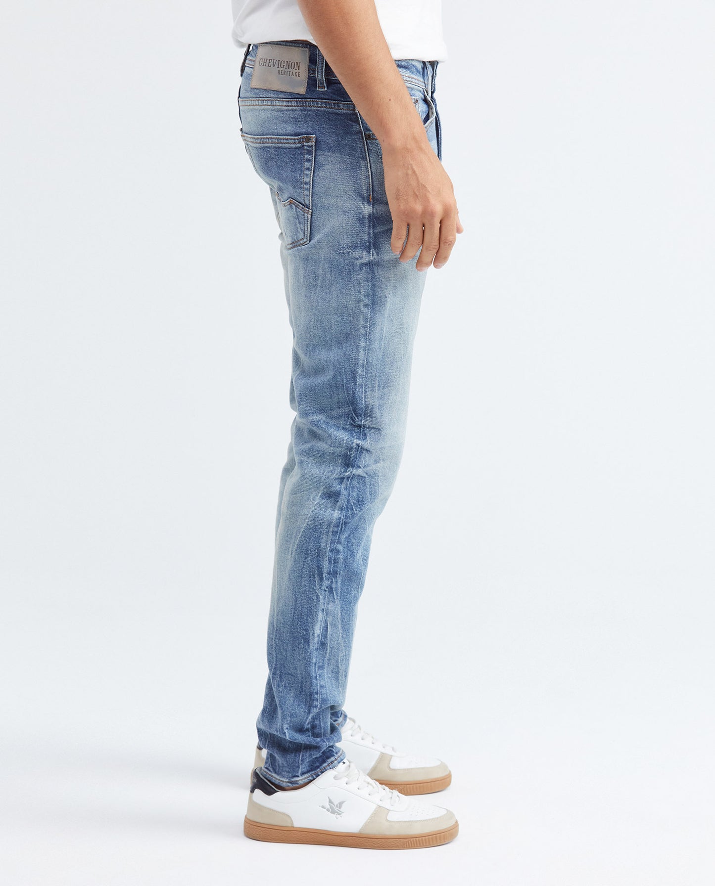 Men's Jeans, Super Slim Fit, Rider, Super Slim Boot - Heritage Ultra Dark Strong Wear + Ripped - Blue - 5