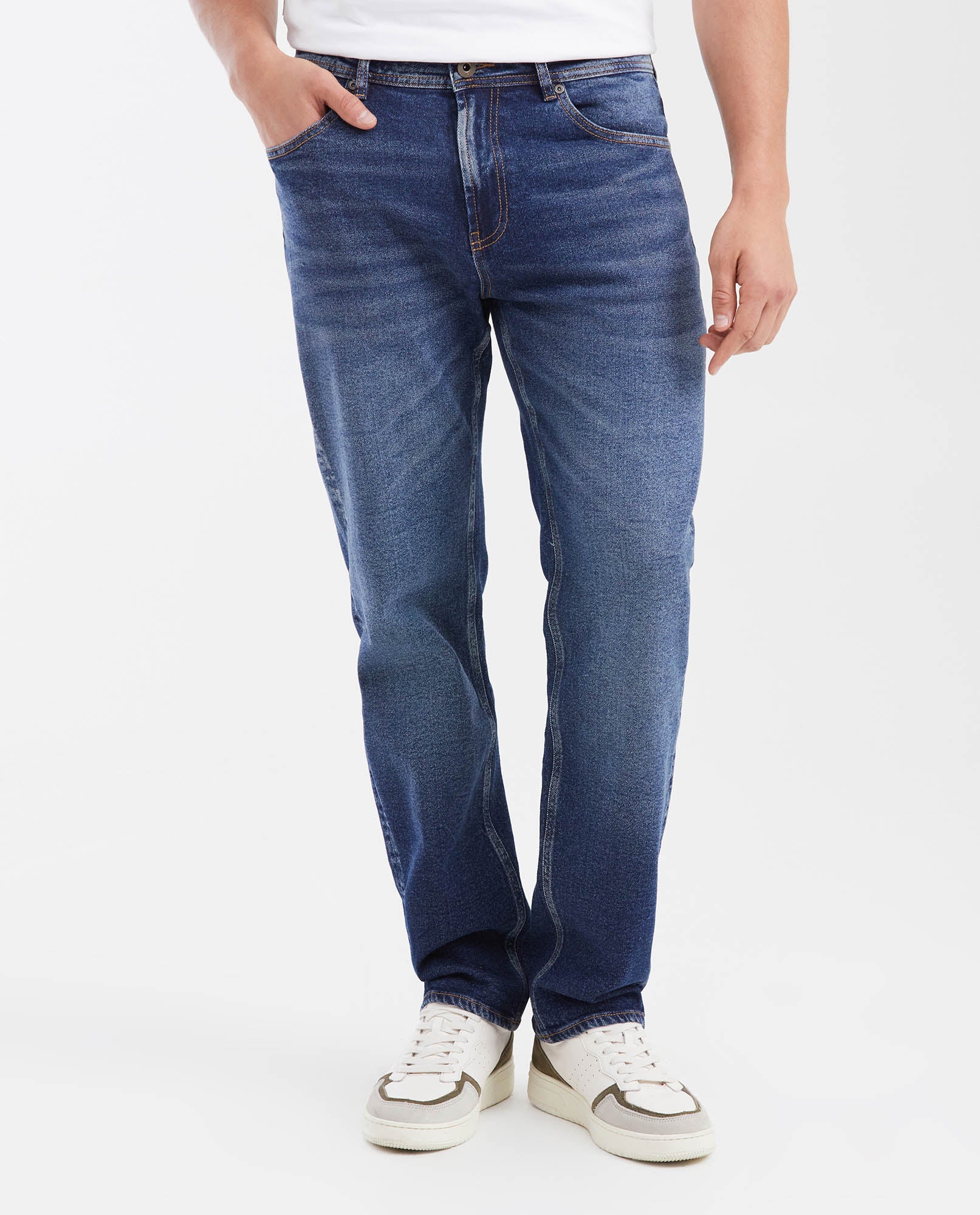 Jean Relaxed Fit High Waist Boot Cut Dark Blue Vintage Wash for Men - Blue 332G000 - 1
