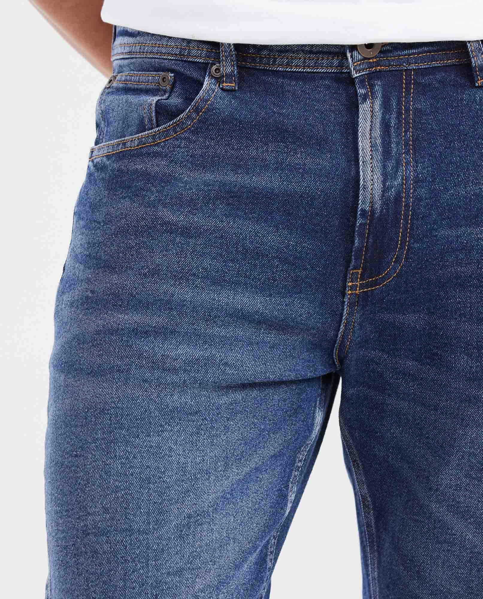 Jean Relaxed Fit High Waist Boot Cut Dark Blue Vintage Wash for Men - Blue 332G000 - 3